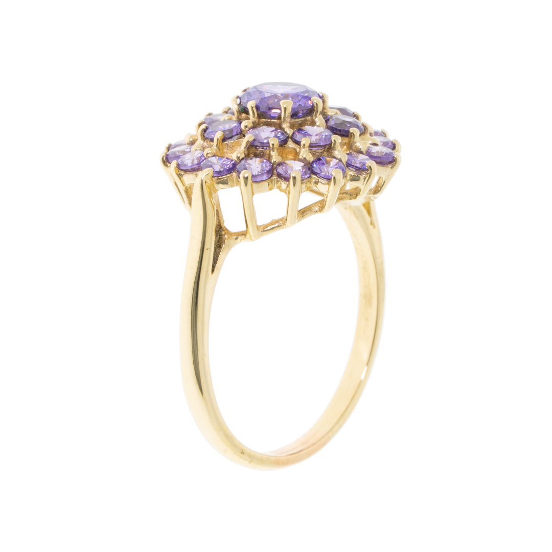 Pre Owned 9ct Gold Amethyst Cluster Ring