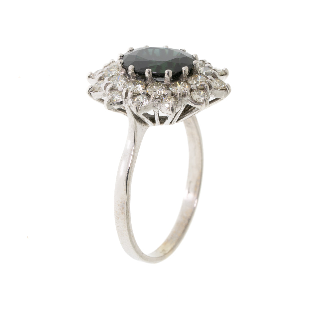 Pre Owned 18ct White Gold Diamond & Sapphire Ring