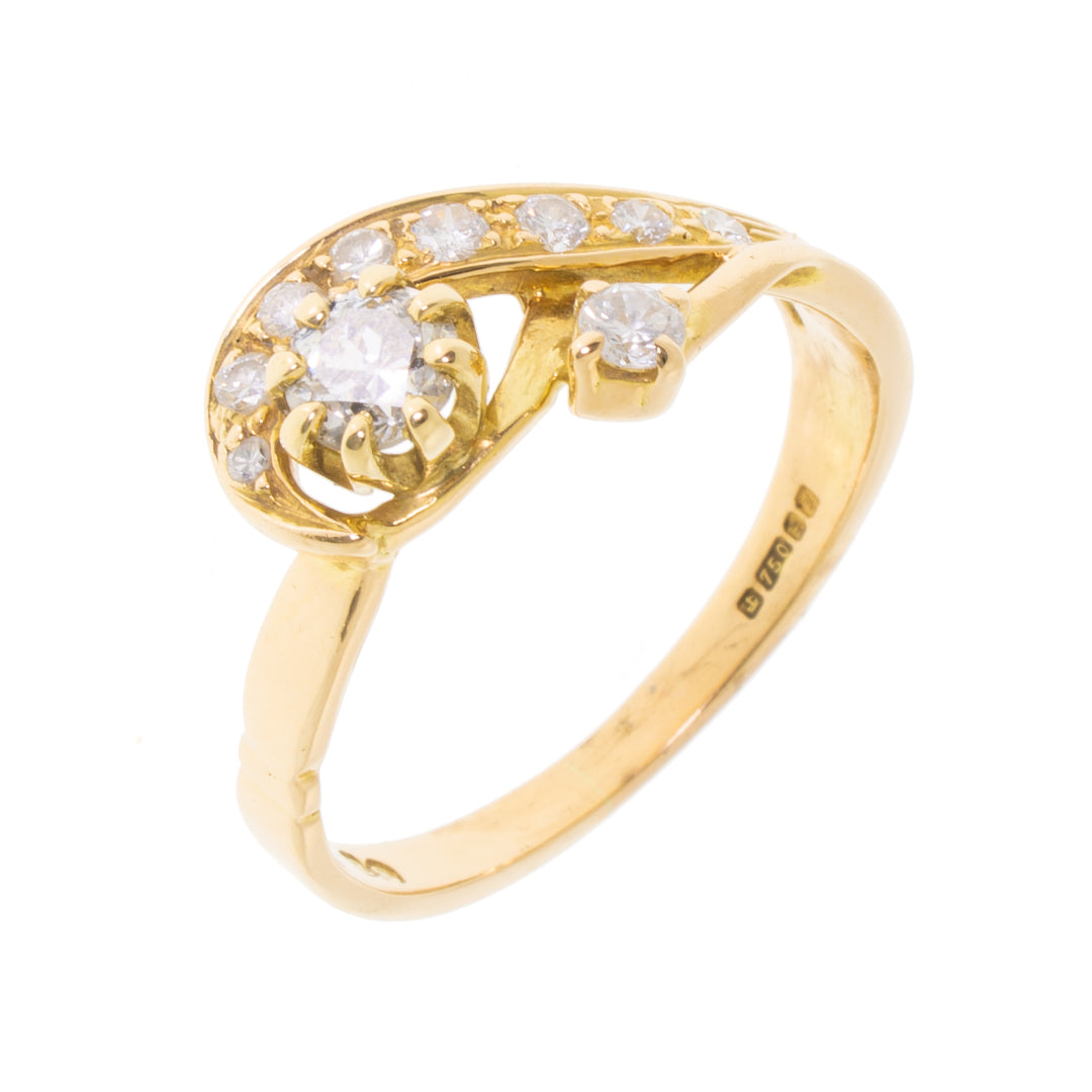 Pre-Owned 18ct Gold Diamond Fancy Swirl Ring