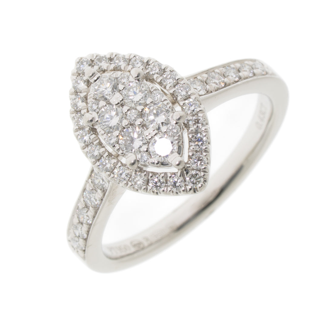 Pre Owned Platinum Diamond Cluster Marquise Ring