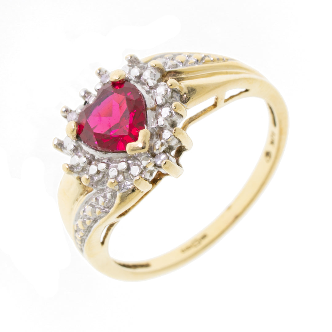 Pre Owned 9ct Gold Ruby & Diamond Ring