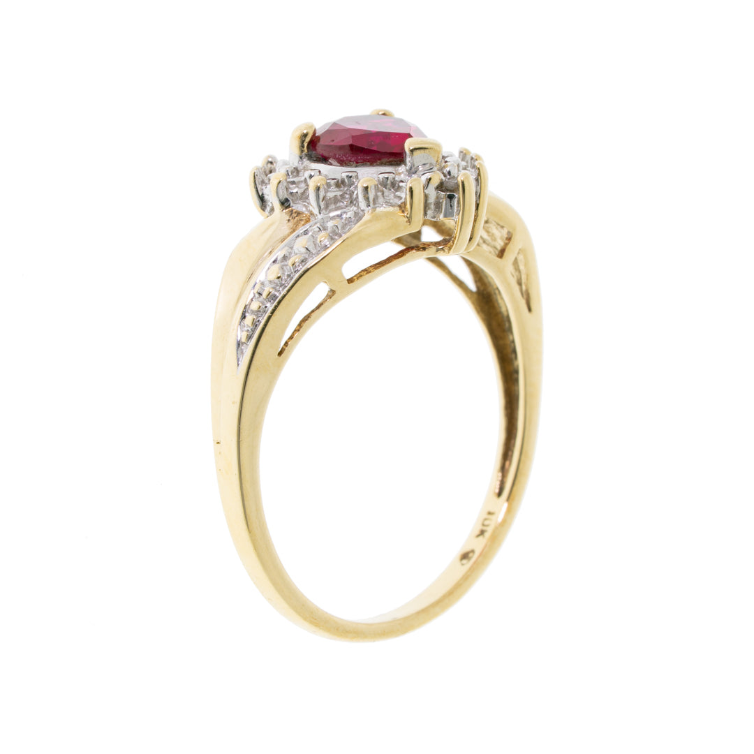 Pre Owned 9ct Gold Ruby & Diamond Ring