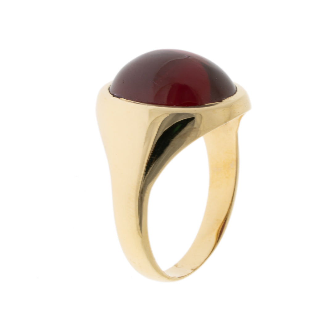 Pre Owned 9ct Gold Garnet Caberchon Ring