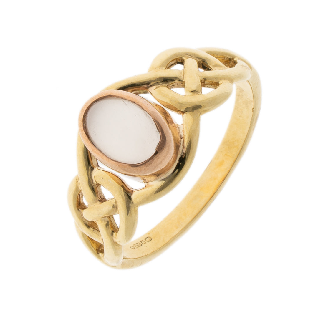 Pre Owned 9ct Gold Moonstone Celtic Ring