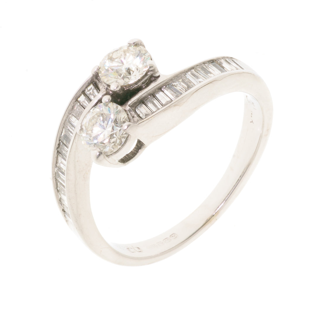 Pre Owned 14ct Diamond Set Cross Over Ring