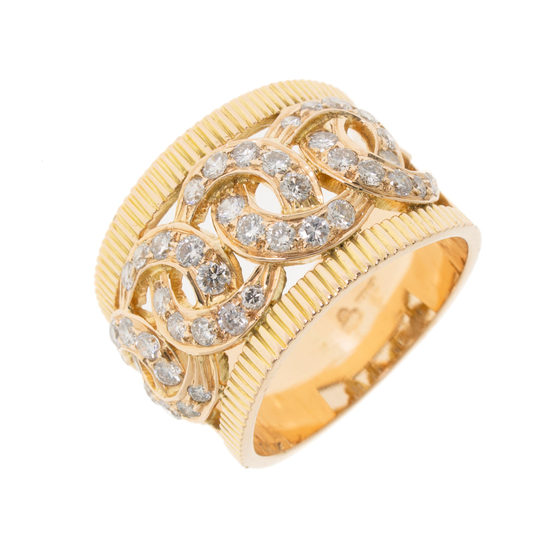 Pre Owned 9ct Gold Diamond Link Ring