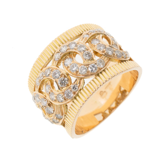 Pre Owned 9ct Gold Diamond Link Ring