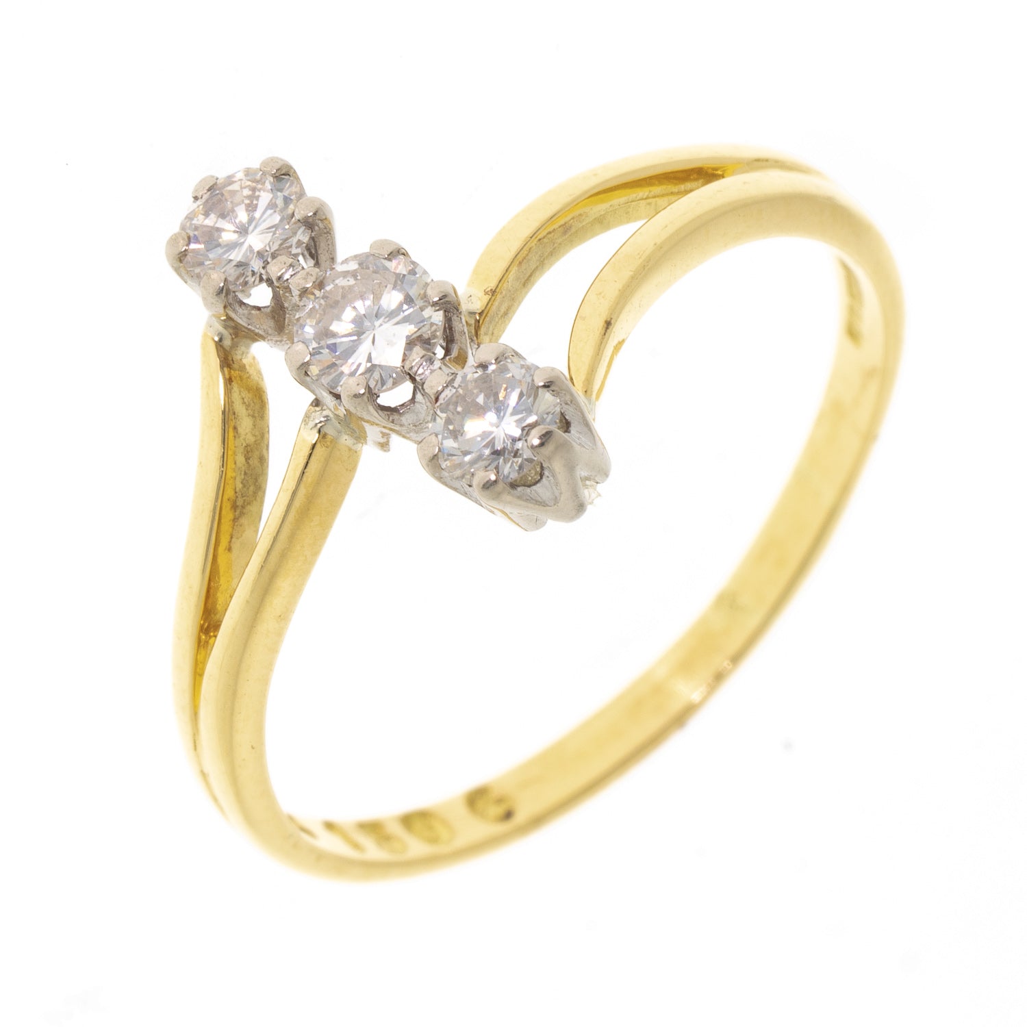 Pre Owned 18ct Yellow Gold Fancy Diamond Trilogy Ring
