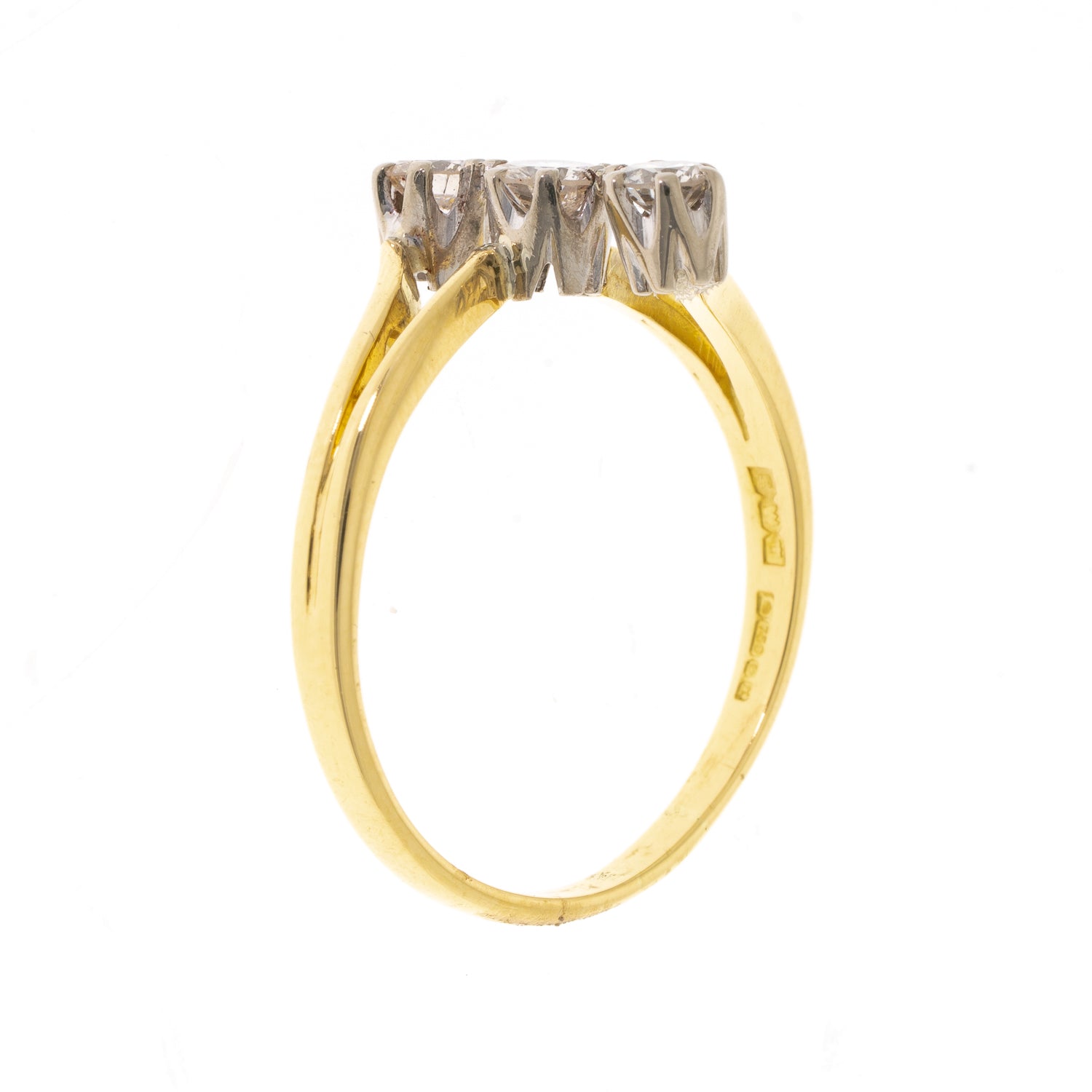 Pre Owned 18ct Yellow Gold Fancy Diamond Trilogy Ring