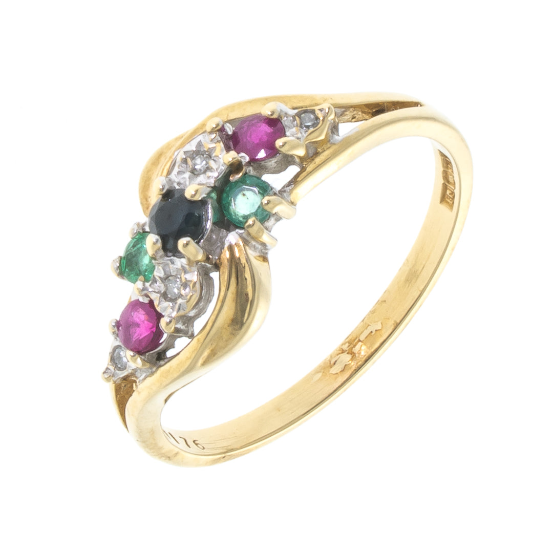 Pre Owned 9ct Gold Multi Stone Set Ring