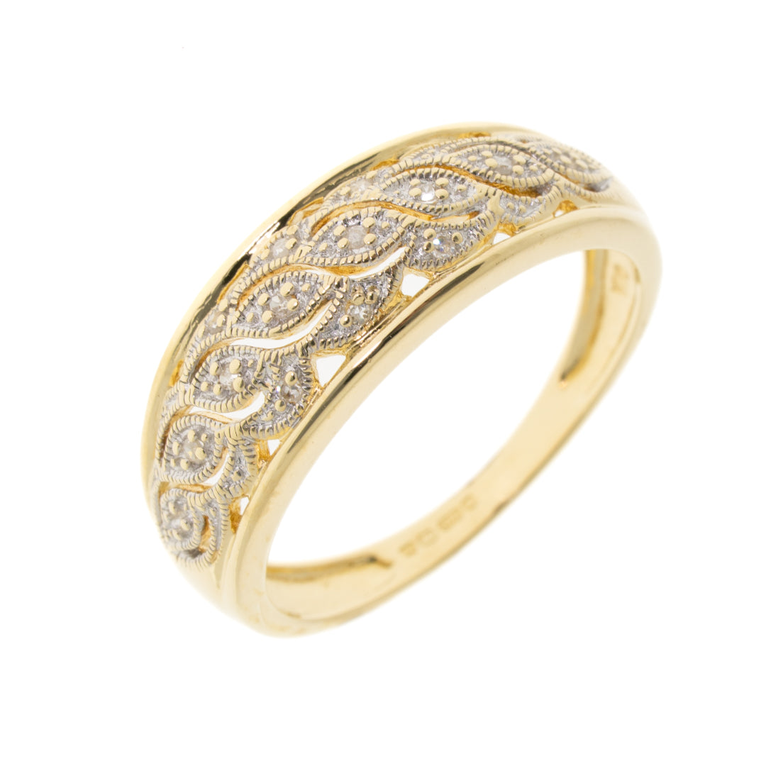 Pre Owned 9ct Gold Diamond Fancy Ring
