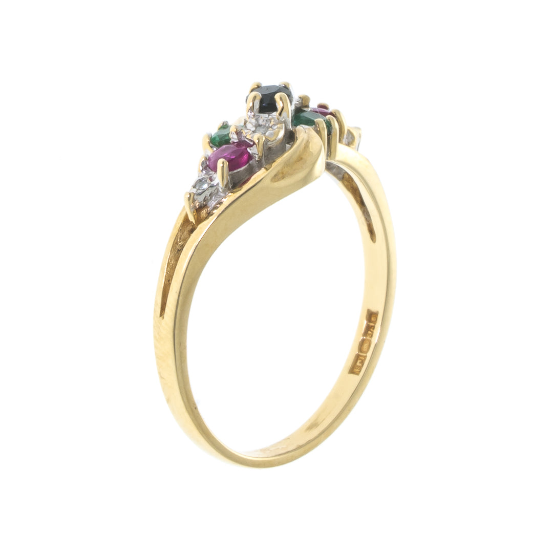 Pre Owned 9ct Gold Multi Stone Set Ring