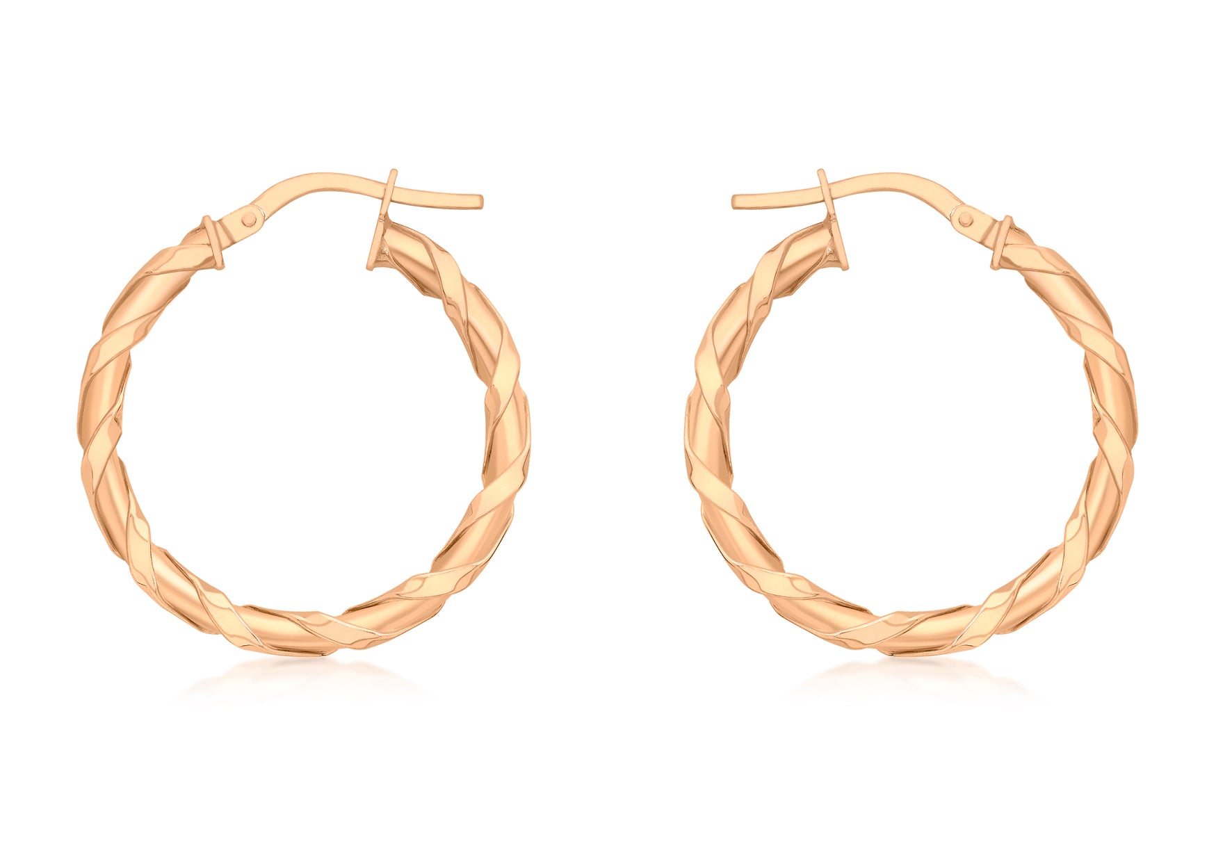 9ct Rose Gold Flat Twist Creole Earrings 5539949