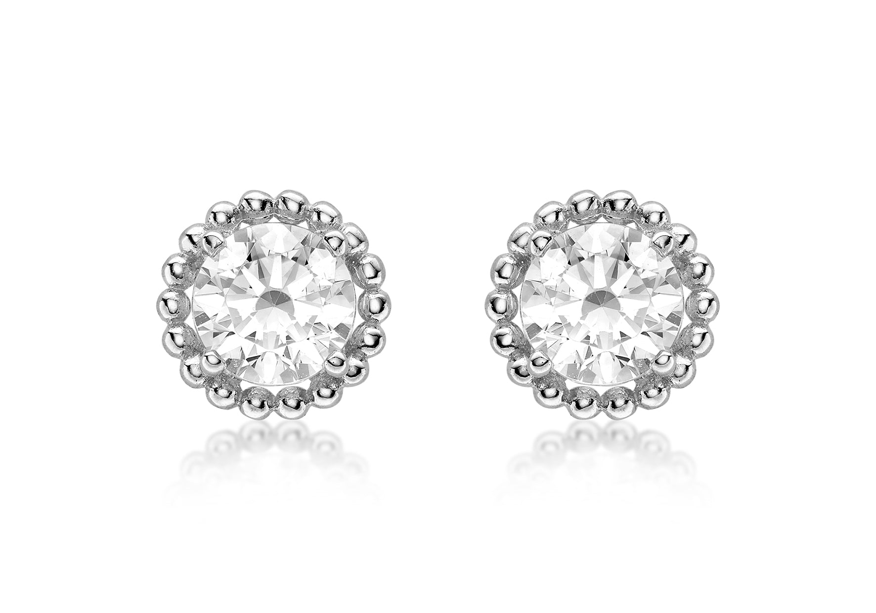 9ct White Gold Cubic Zirconia Halo Stud Earrings 5591739