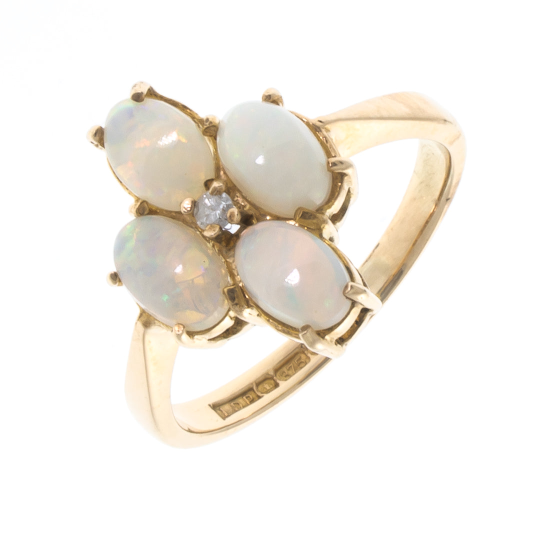 Pre Owned 9ct Gold Diamond  & Opal Ring