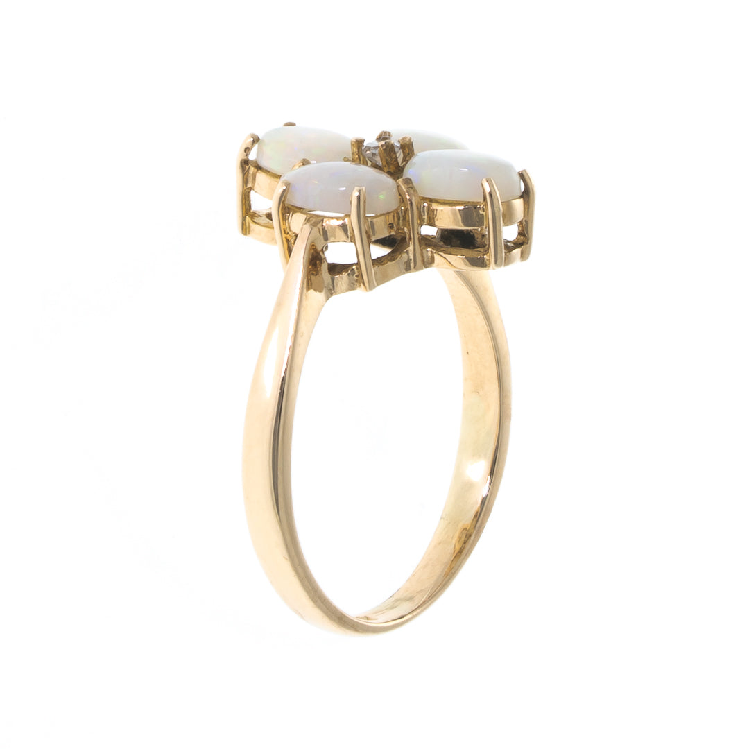 Pre Owned 9ct Gold Diamond  & Opal Ring