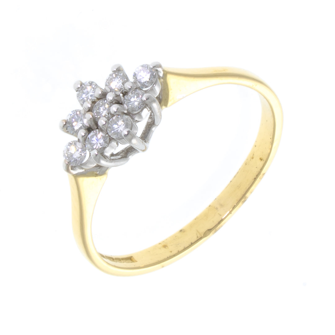 PreOwned 18ct Gold 9 Stone Diamond Cluster Ring