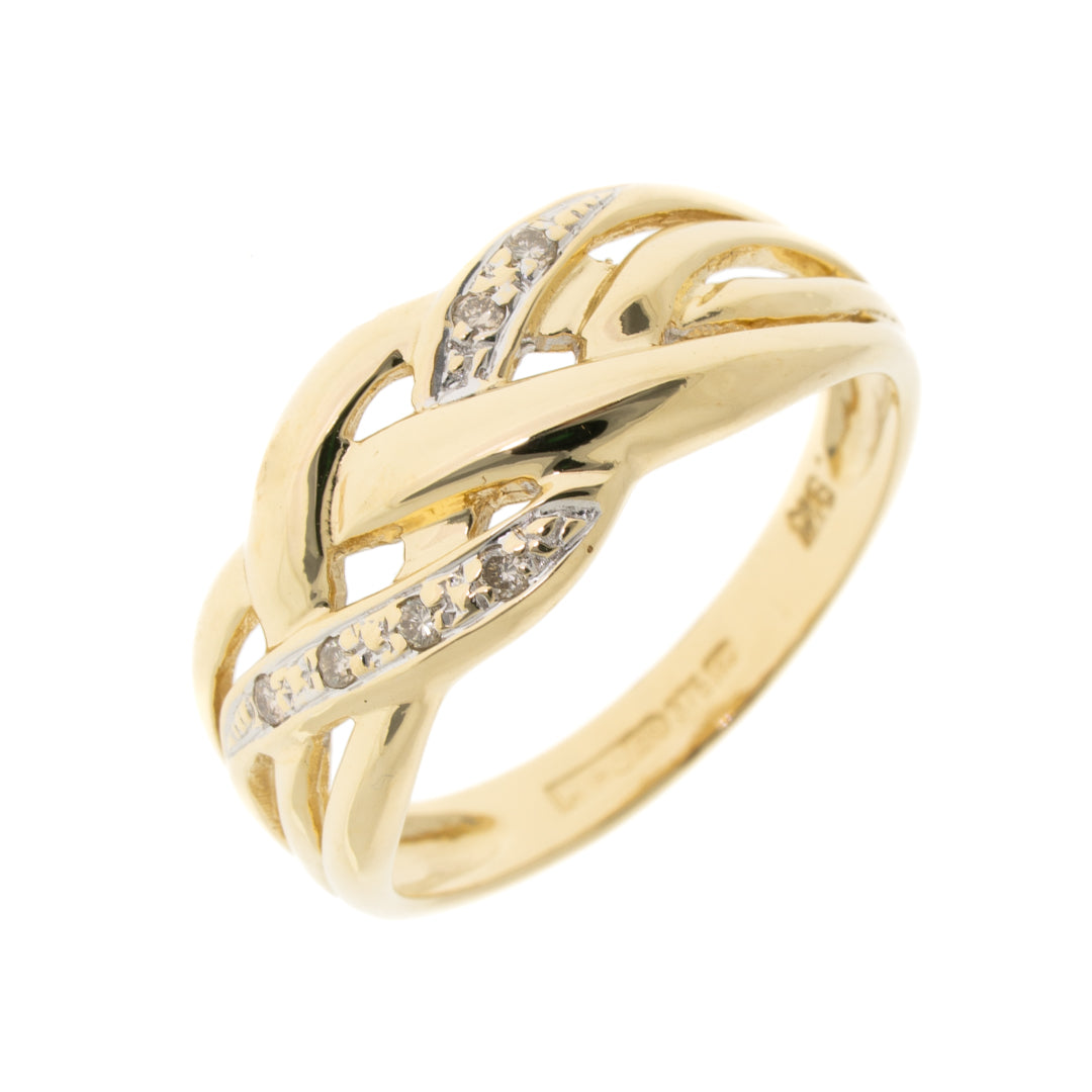 Pre Owned 9ct Gold Knot Diamond Ring