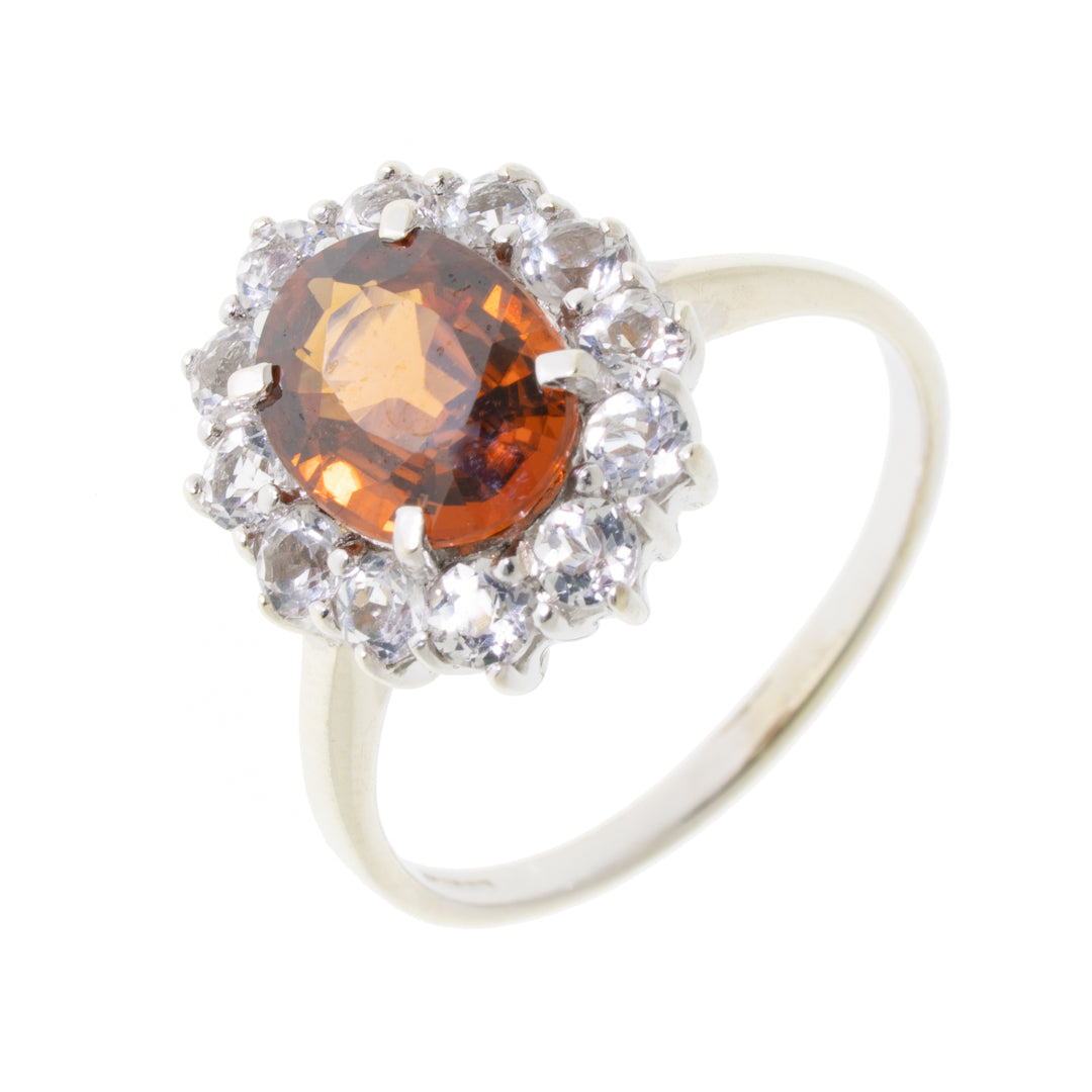 Pre Owned 9ct White Gold Oval Citrine Ring