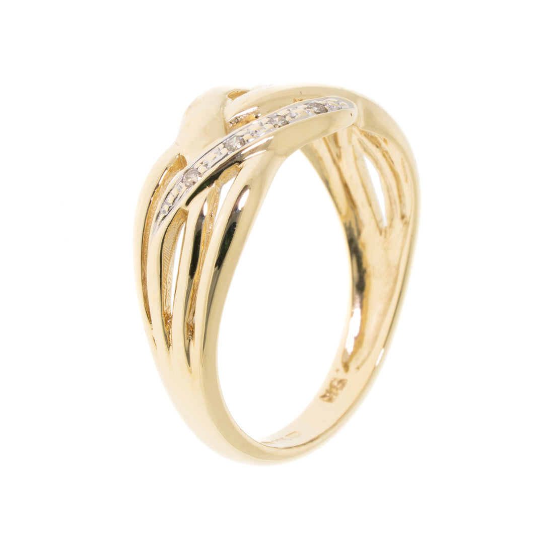 Pre Owned 9ct Gold Knot Diamond Ring