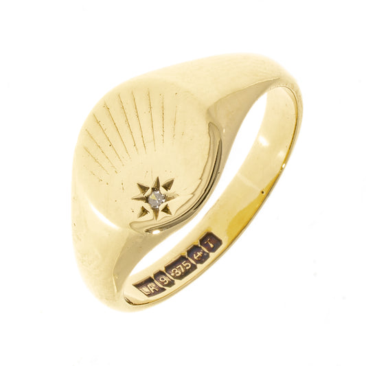 Pre Owned 9ct Dia Set Signet Ring