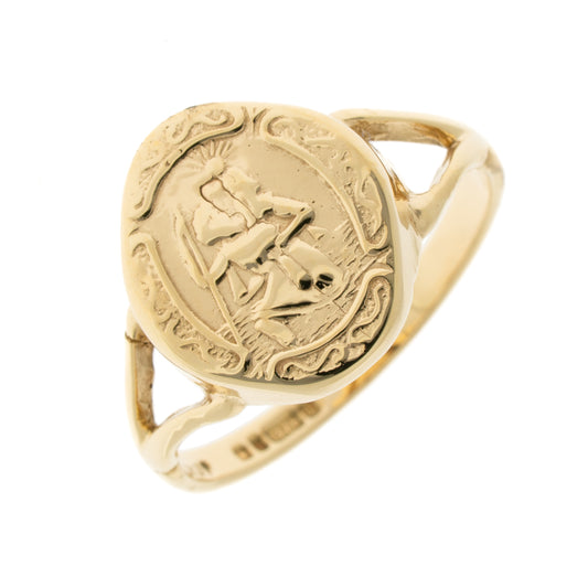Pre Owned 9ct Gold St Christopher Oval Ring