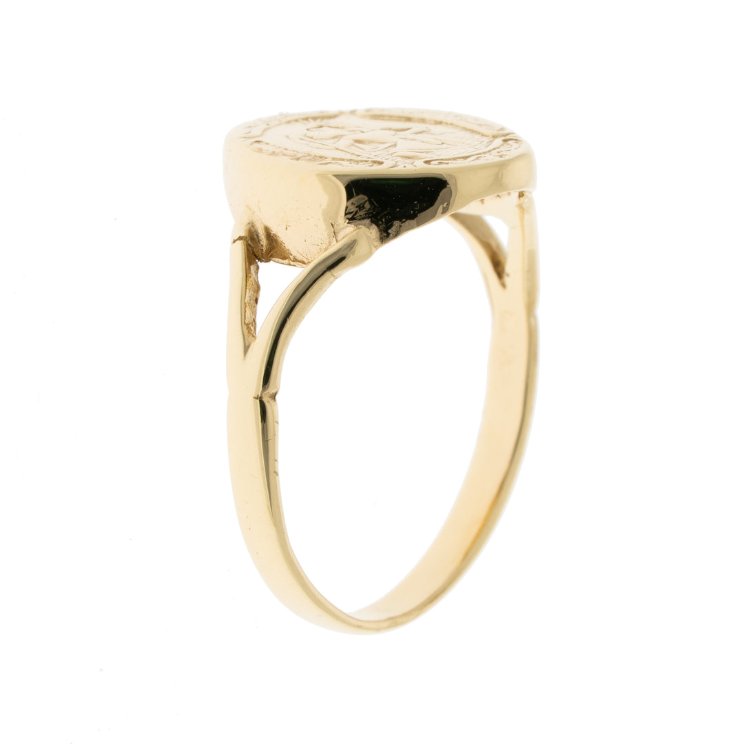 Pre Owned 9ct Gold St Christopher Oval Ring