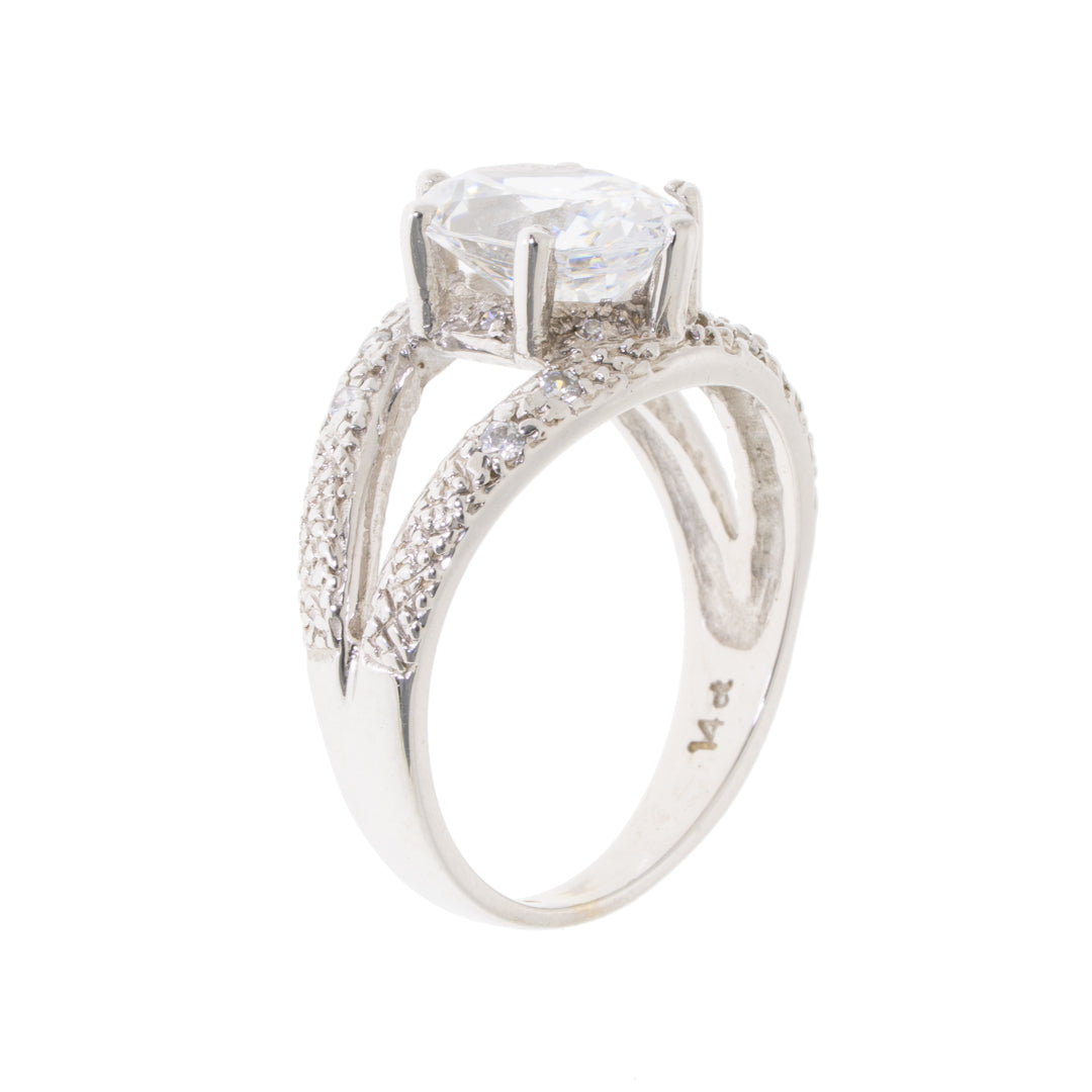 Pre-Owned 14ct White Gold Cubic Zirconia Ring
