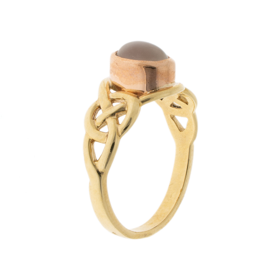 Pre Owned 9ct Gold Moonstone Celtic Ring