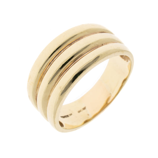 Pre Owned 9ct Gold Fancy 3 Row Band Ring