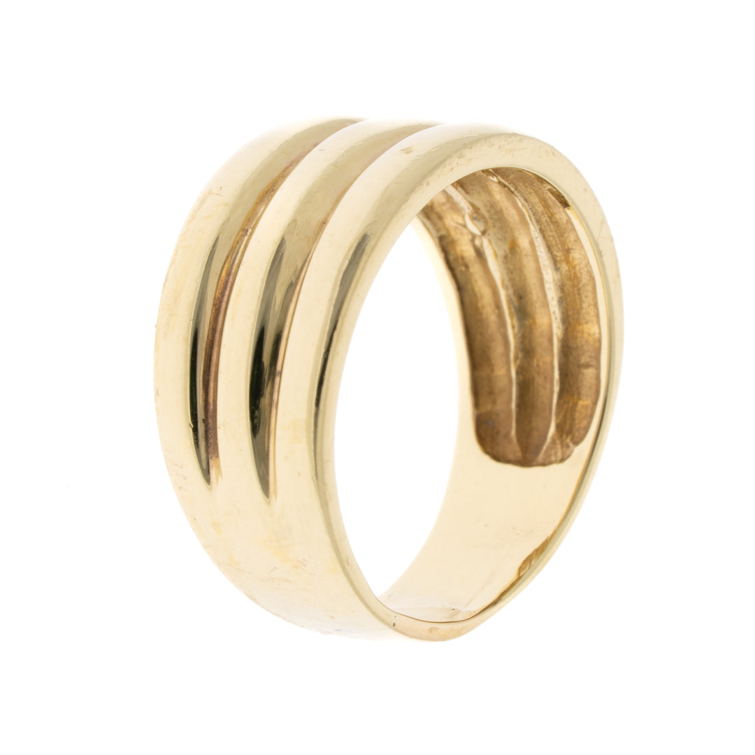 Pre Owned 9ct Gold Fancy 3 Row Band Ring