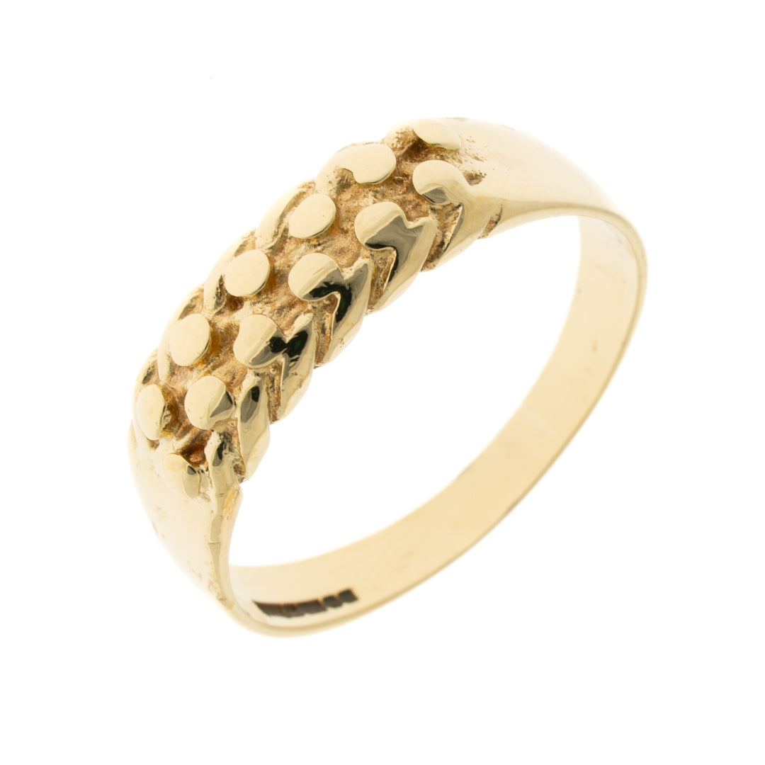 Pre Owned 9ct Gold Curb & Shot Ring