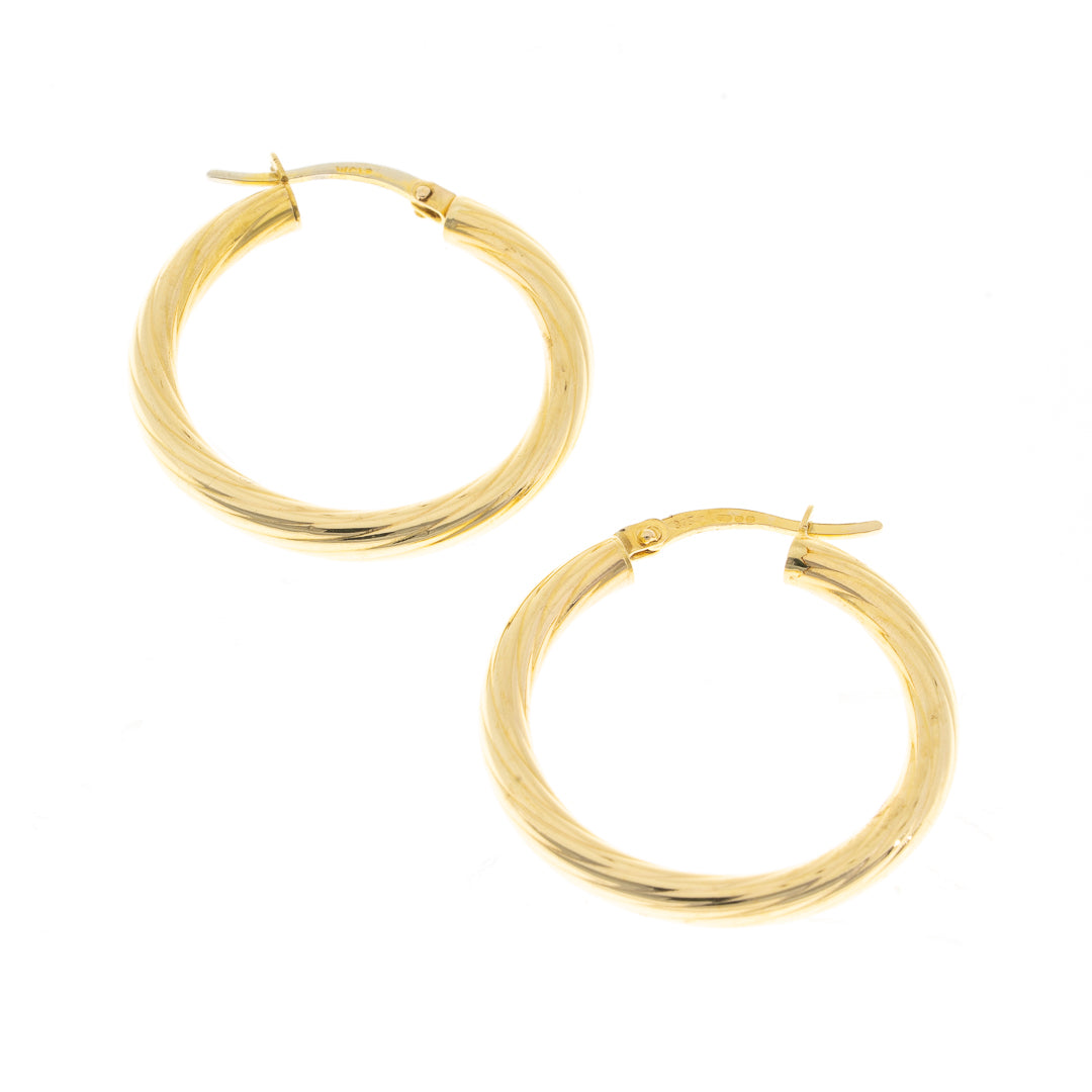 Preowned 9ct Gold Twist Creole Earrings