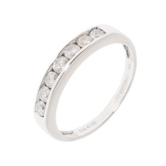 Pre Owned 18ct White Gold 7 Diamond Half Eternity Ring