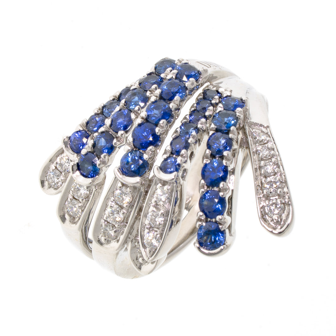 Pre Owned 18ct White Gold Diamond Sapphire Damiani Ring