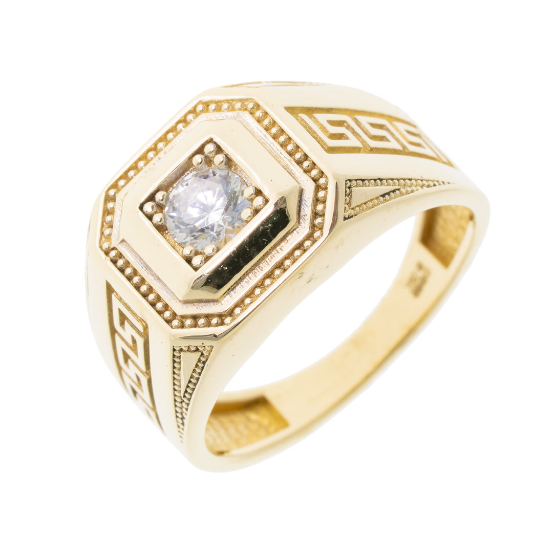 Pre Owned 14ct Gold Greek Key Pattern Ring