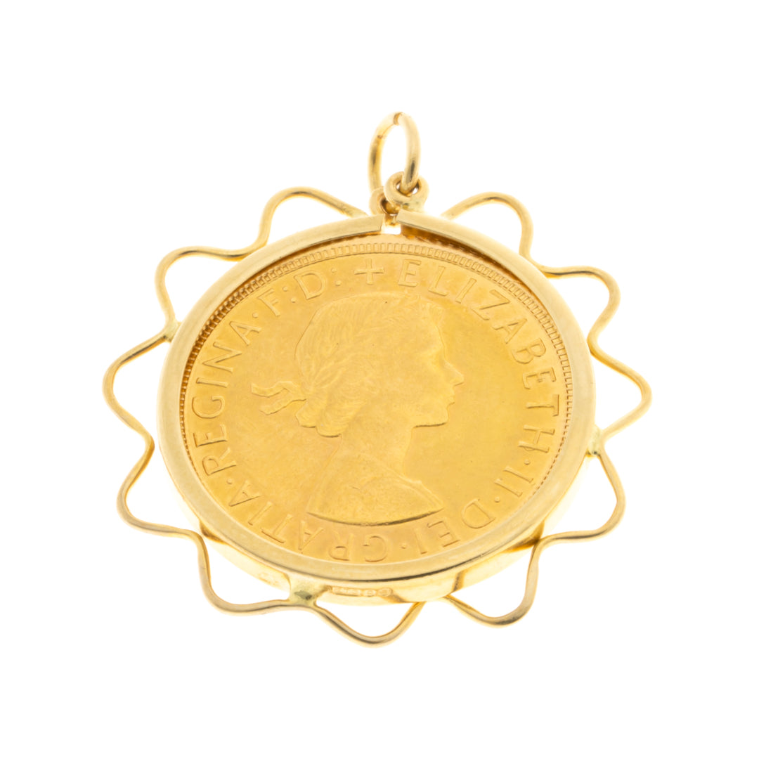 Pre Owned 9ct Yellow Gold Pendant Mounted 1965 Full Sovereign Coin WJ Edwards