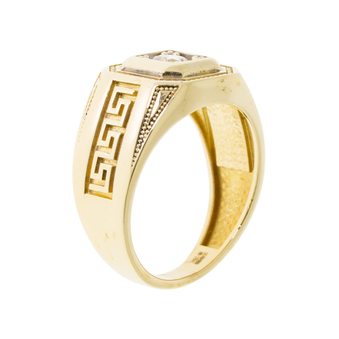 Pre Owned 14ct Gold Greek Key Pattern Ring