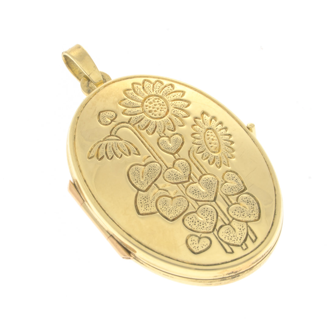 Pre Owned 9ct Gold Floral Locket