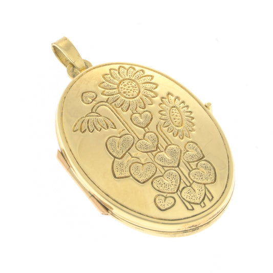 Pre Owned 9ct Gold Floral Locket