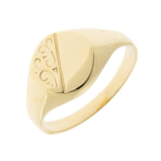 Pre Owned 9ct Gold Oval Signet Ring