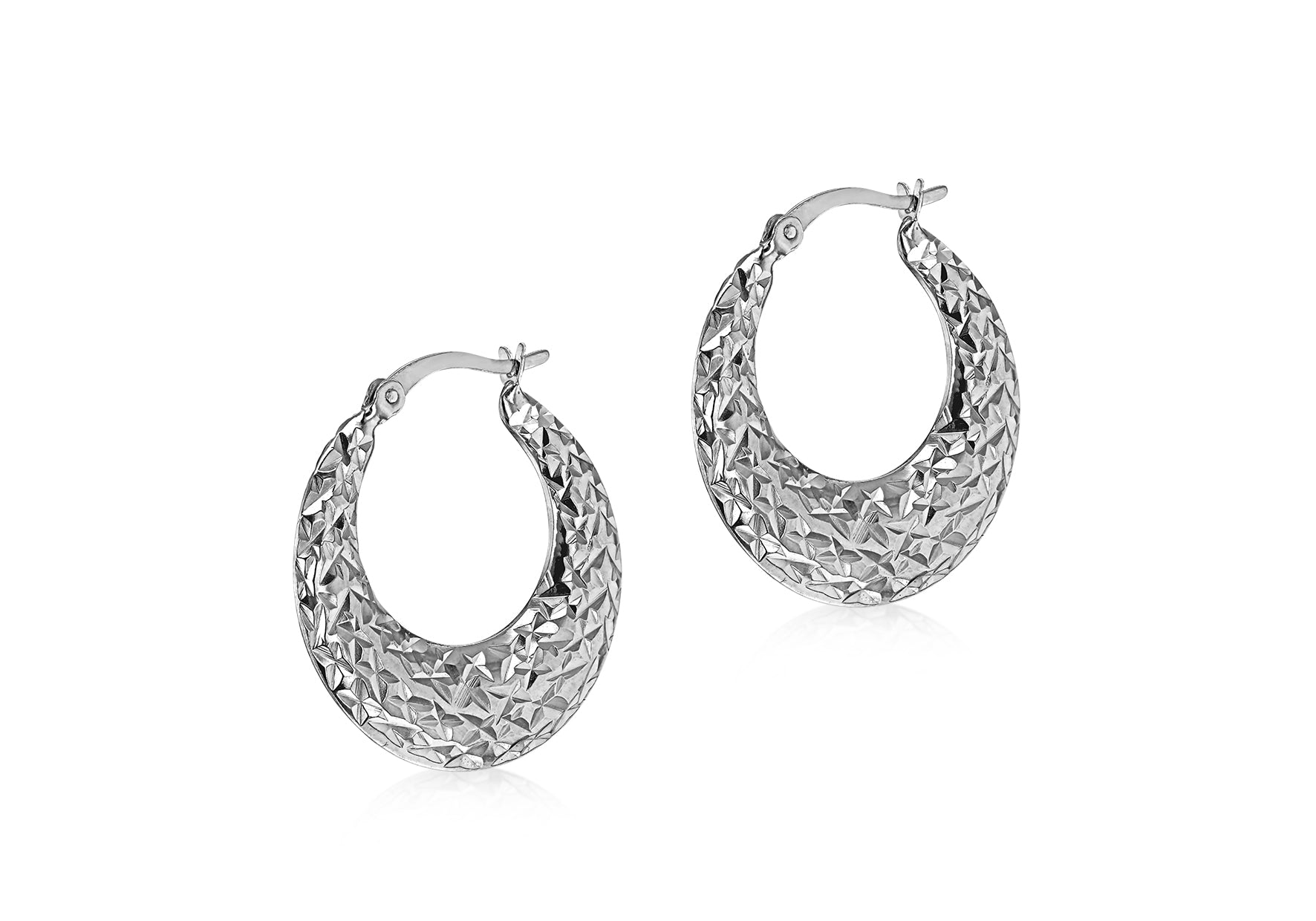 Sterling Silver Large Faceted Creole Earrings