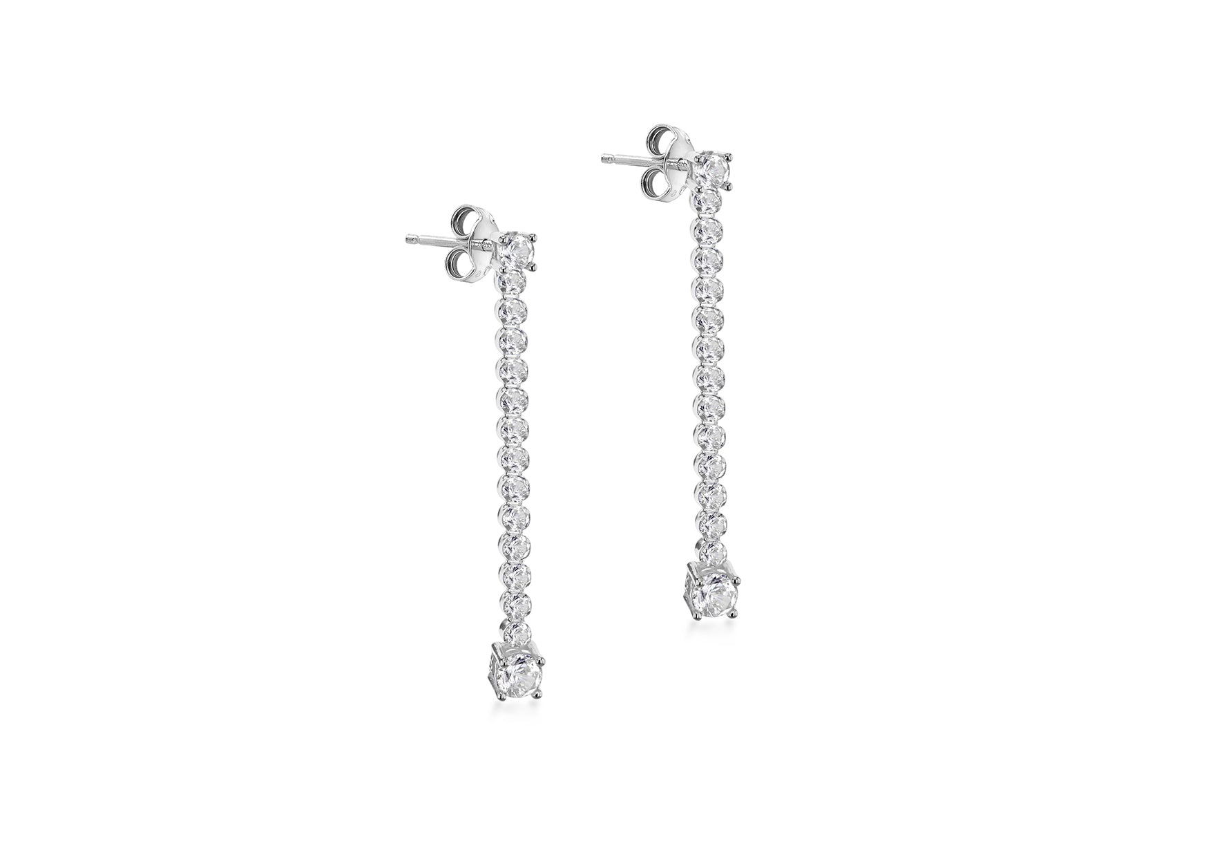 Sterling Silver Cubic Zirconia Line Drop Earrings