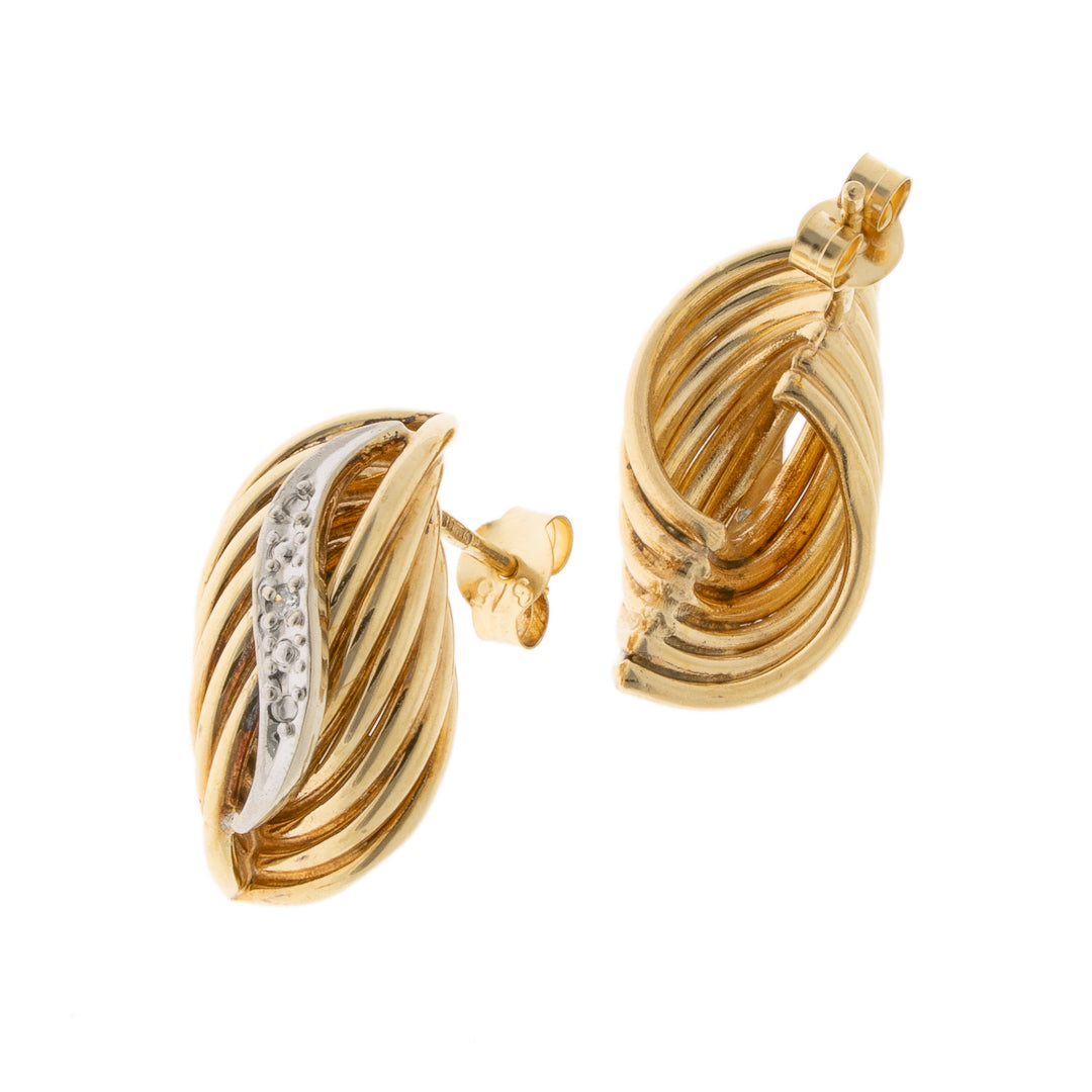 Pre Owned 9ct Gold Fancy Diamond Set Earrings