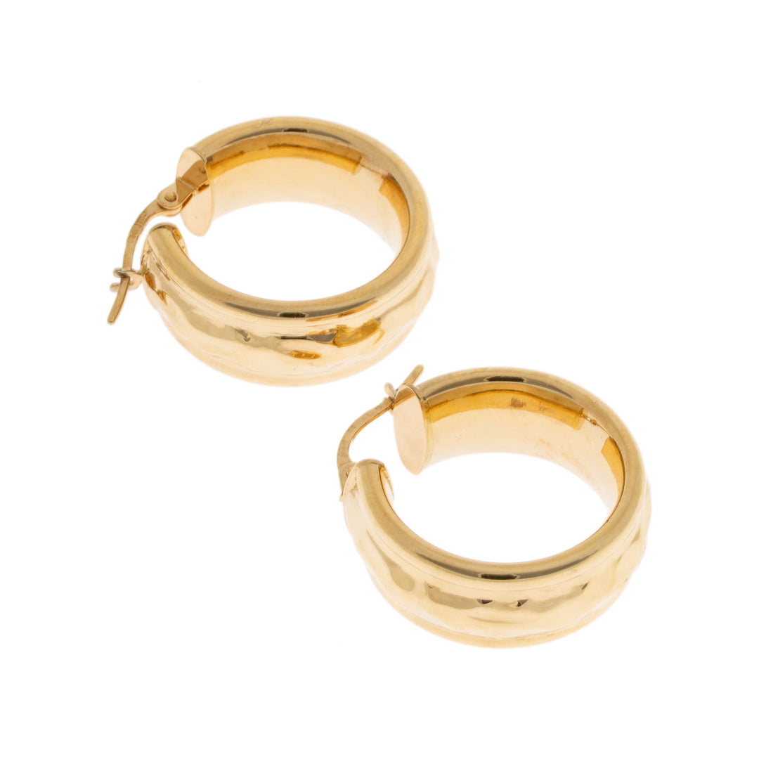 Pre Owned 9ct Gold Wide Hoop Stlye Earrings