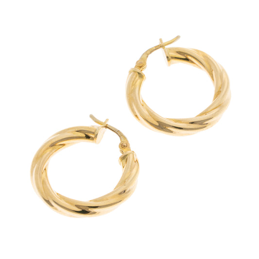 Pre-Owned 9ct Gold Twist Creole Ring Hollow Earrings