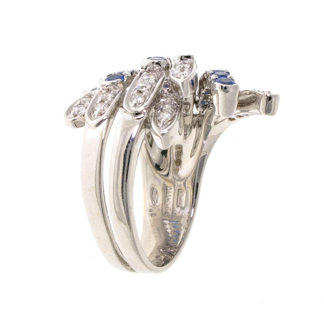 Pre Owned 18ct White Gold Diamond Sapphire Damiani Ring