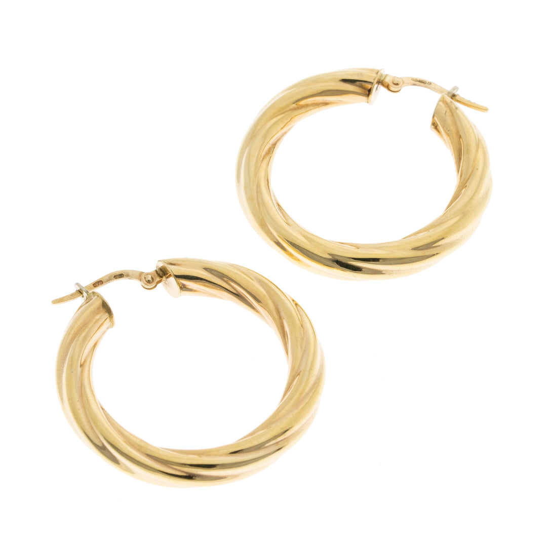 9ct Gold Twist Hoop Earrings