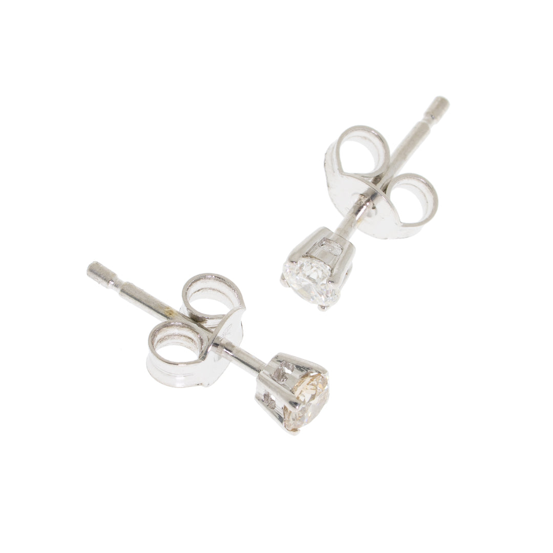 9ct White Gold Solitaire Diamond Stud Earrings