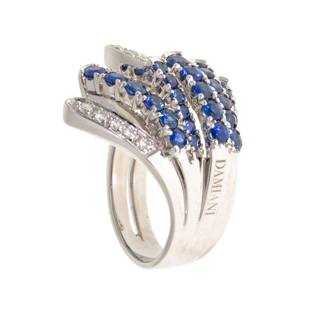 Pre Owned 18ct White Gold Diamond Sapphire Damiani Ring